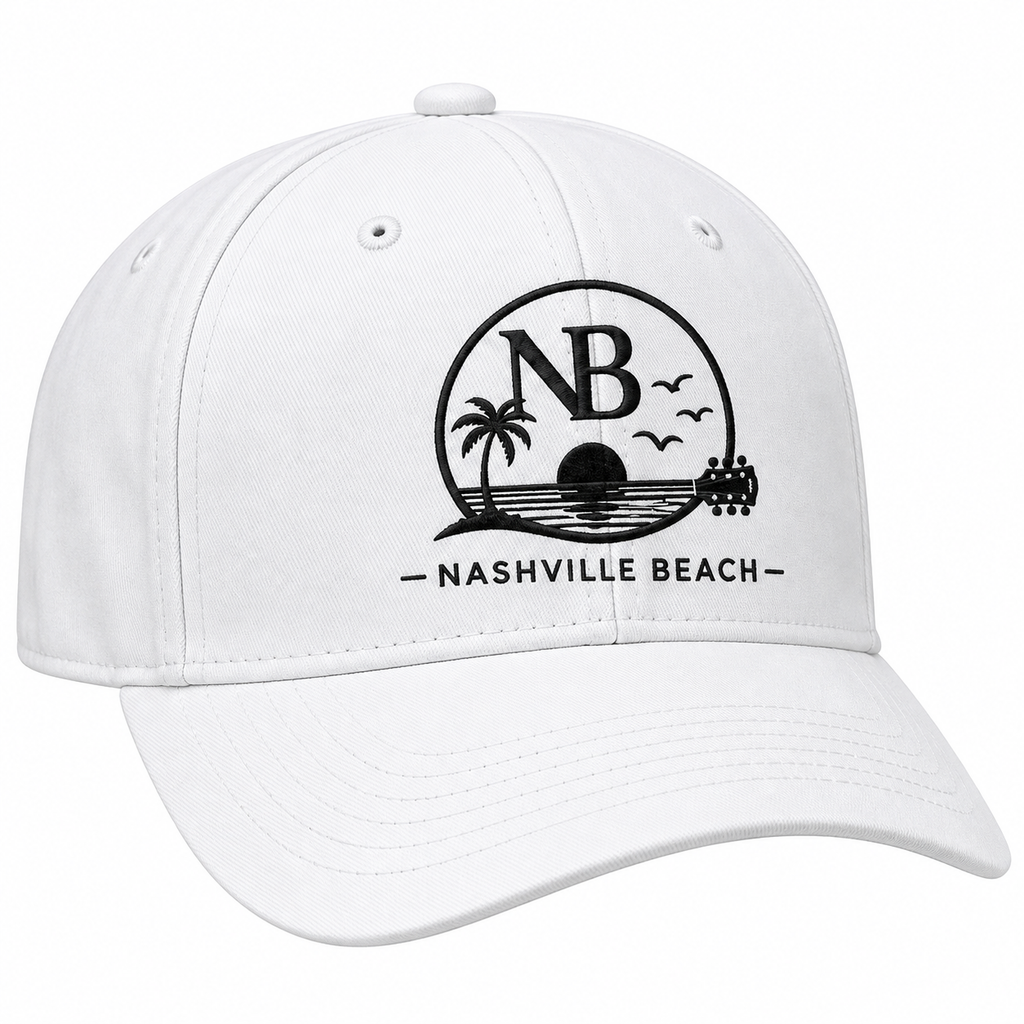 Nashville beach logo -White – Men’s Surf Hat