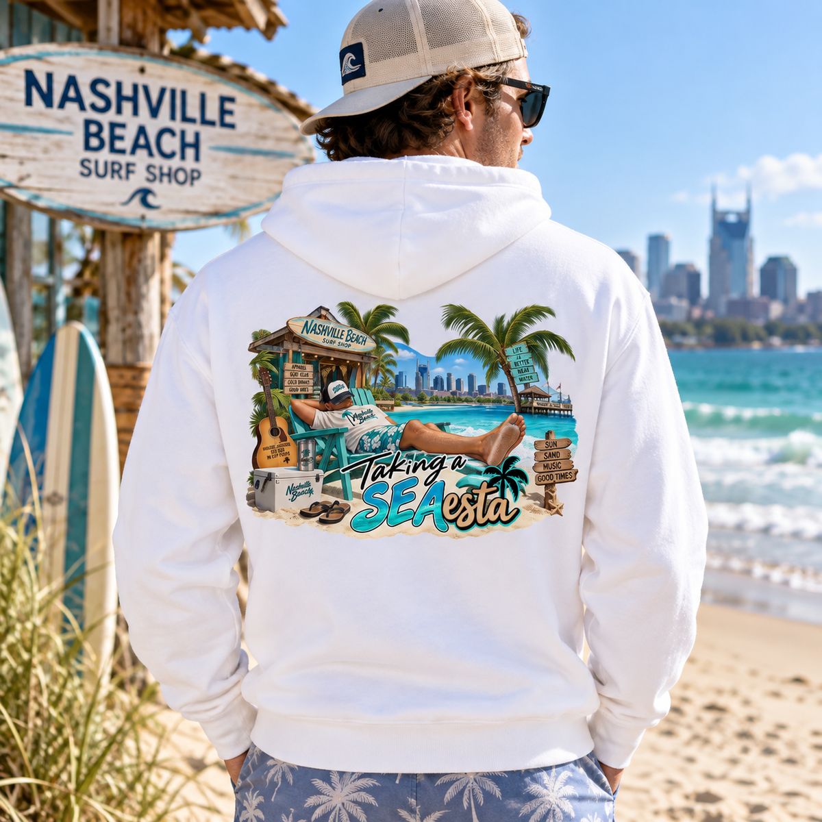 Taking a SEAsta Zip-Up Hoodie - White