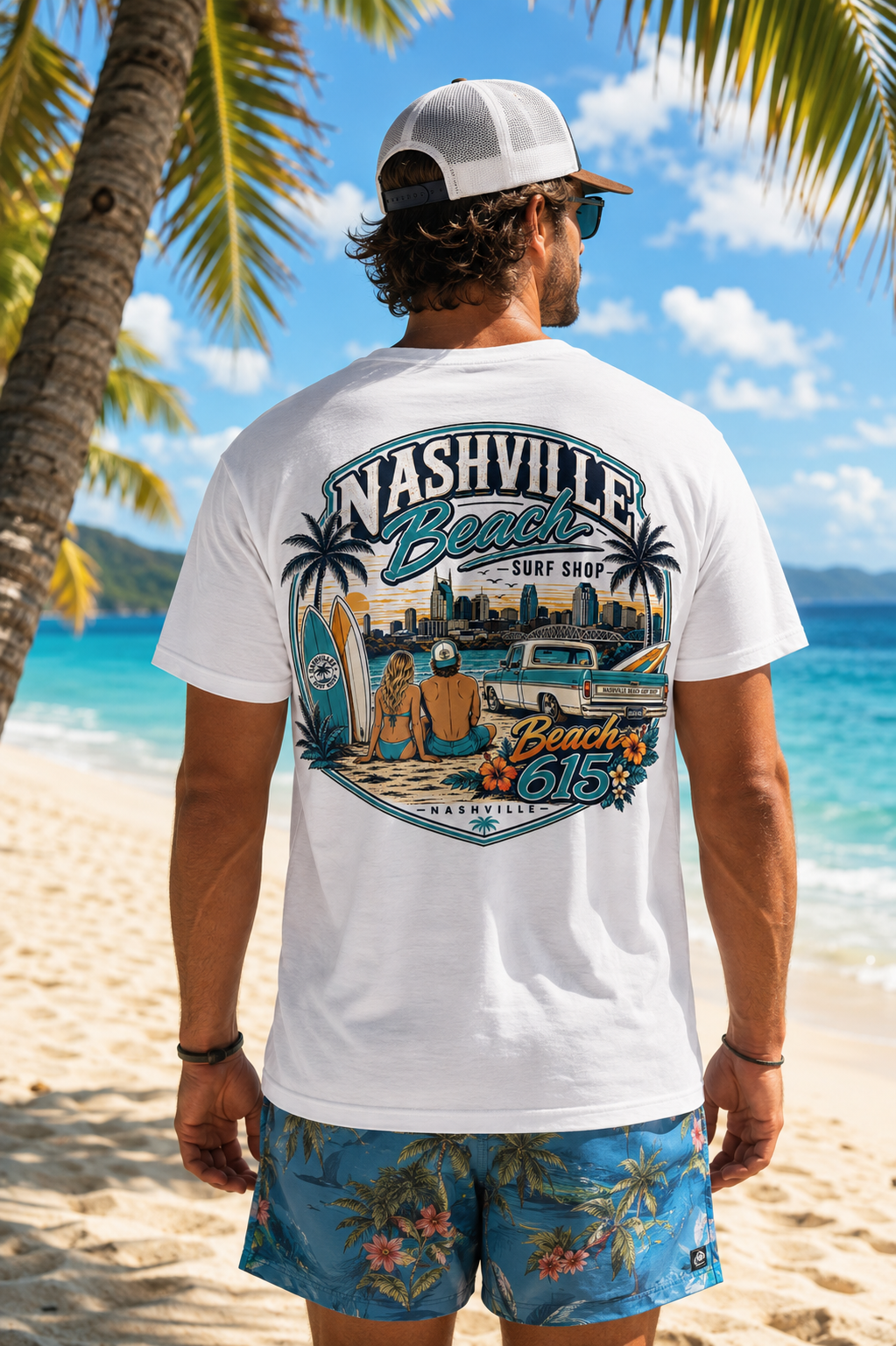 Nashville Beach Beach 615 Graphic T-Shirt – Men’s Surf Tee