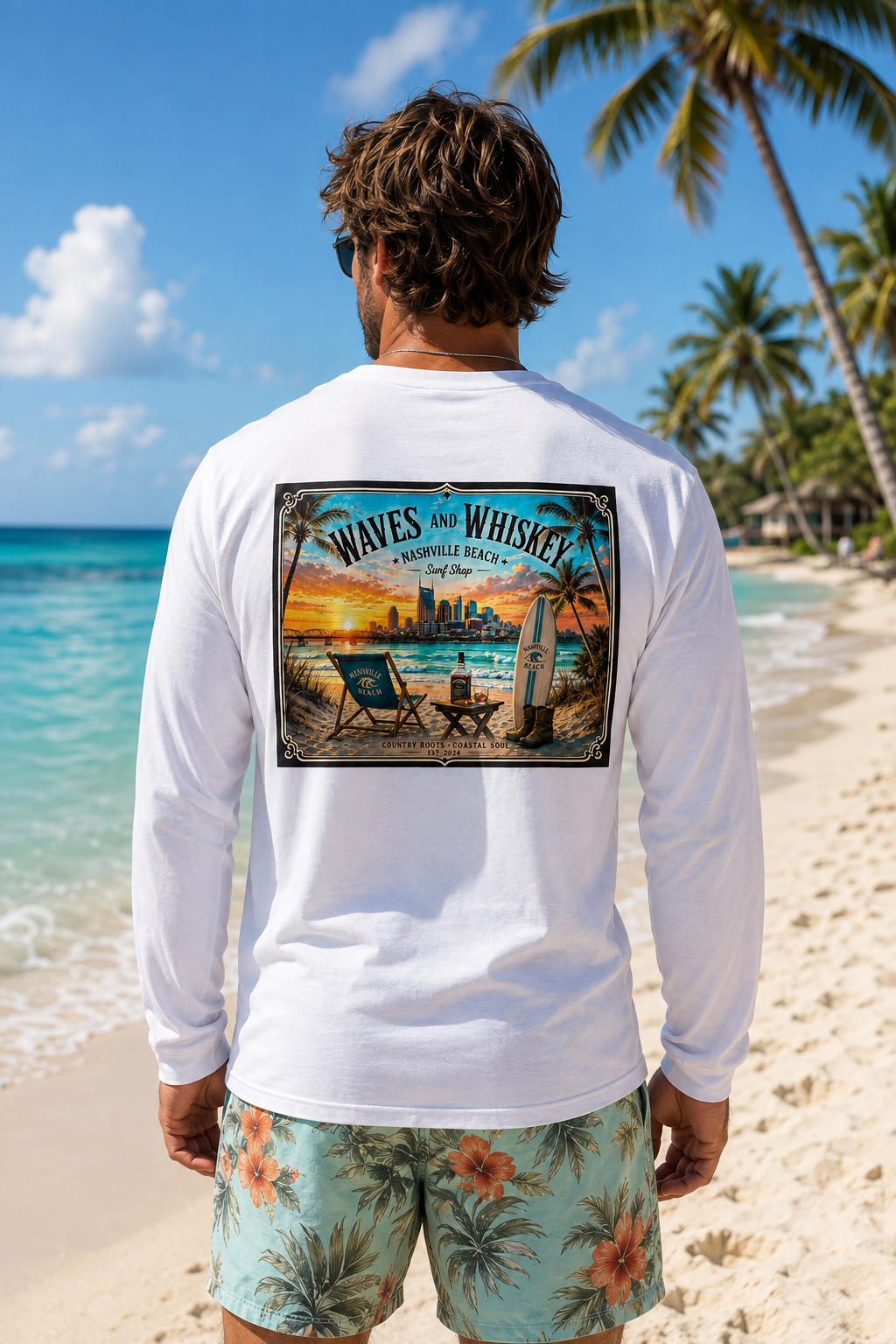 Waves and Whiskey Long Sleeve Shirt – Men’s Surf Long Sleeve