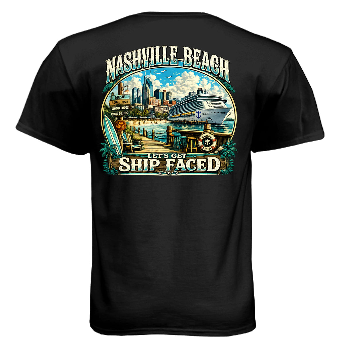 Let’s Get Ship Faced Graphic T-Shirt – Men’s Surf Tee