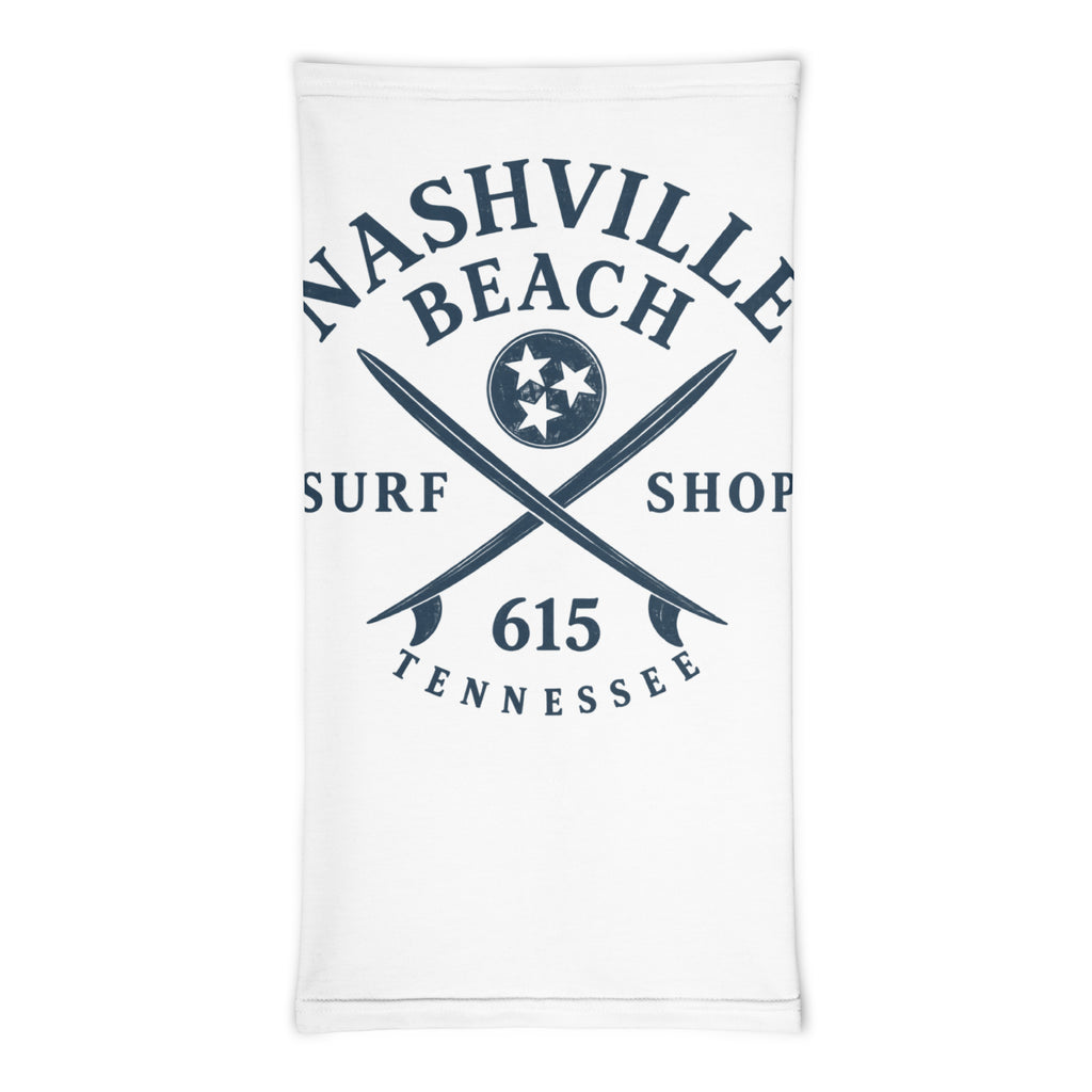Nashville Beach Surf Shop neck gaiter, front view
