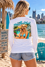 I Wish a Beach Would Long Sleeve Shirt - White – Women’s Beach Shirt