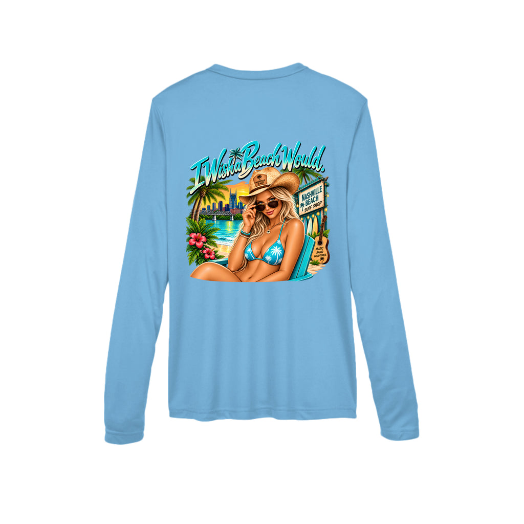 I Wish a Beach Would Long Sleeve Shirt - White