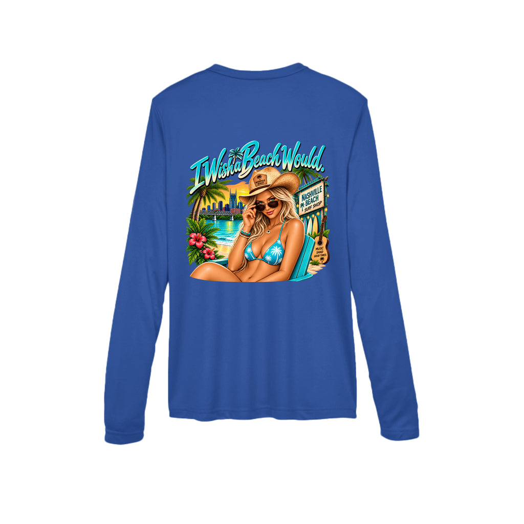 I Wish a Beach Would Long Sleeve Shirt - White