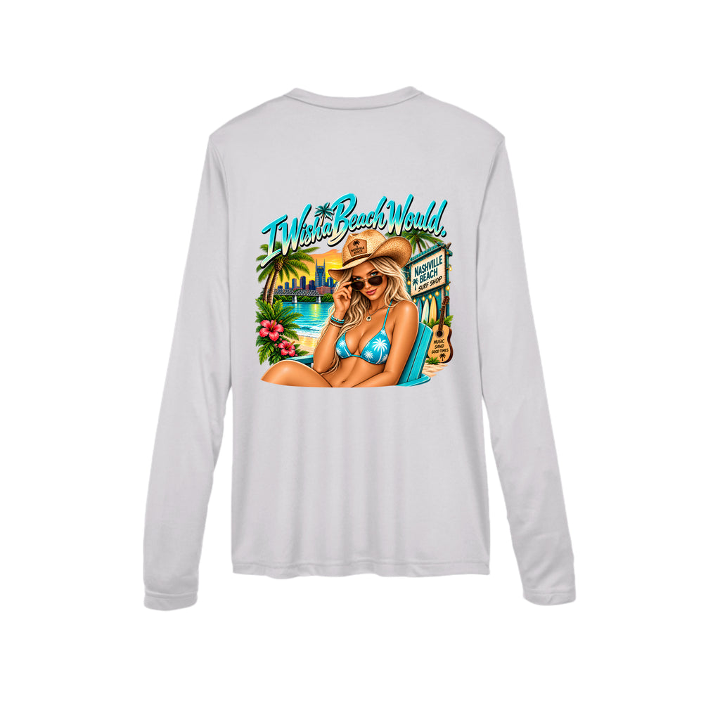 I Wish a Beach Would Long Sleeve Shirt - White
