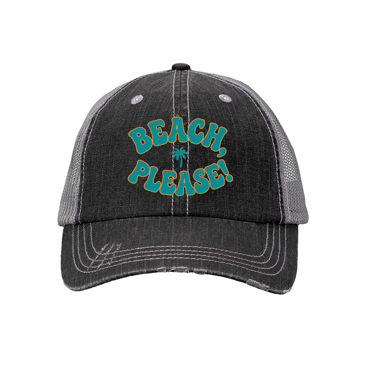 Beach Please Trucker Hat - front view