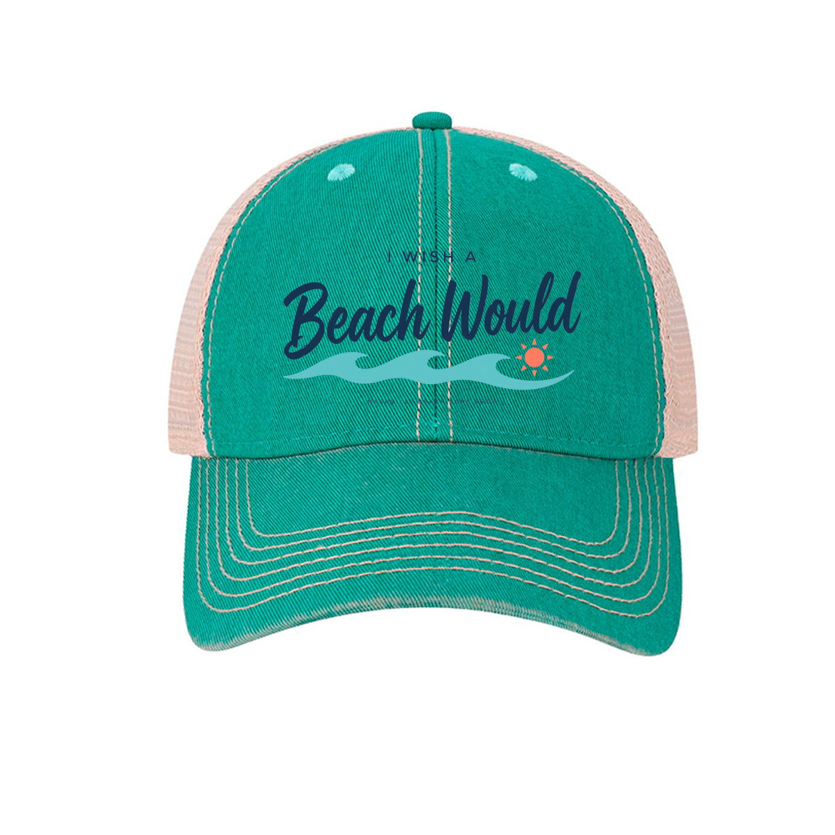 I Wish a Beach Would Trucker Hat - back view
