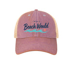 I Wish a Beach Would Trucker Hat - top view