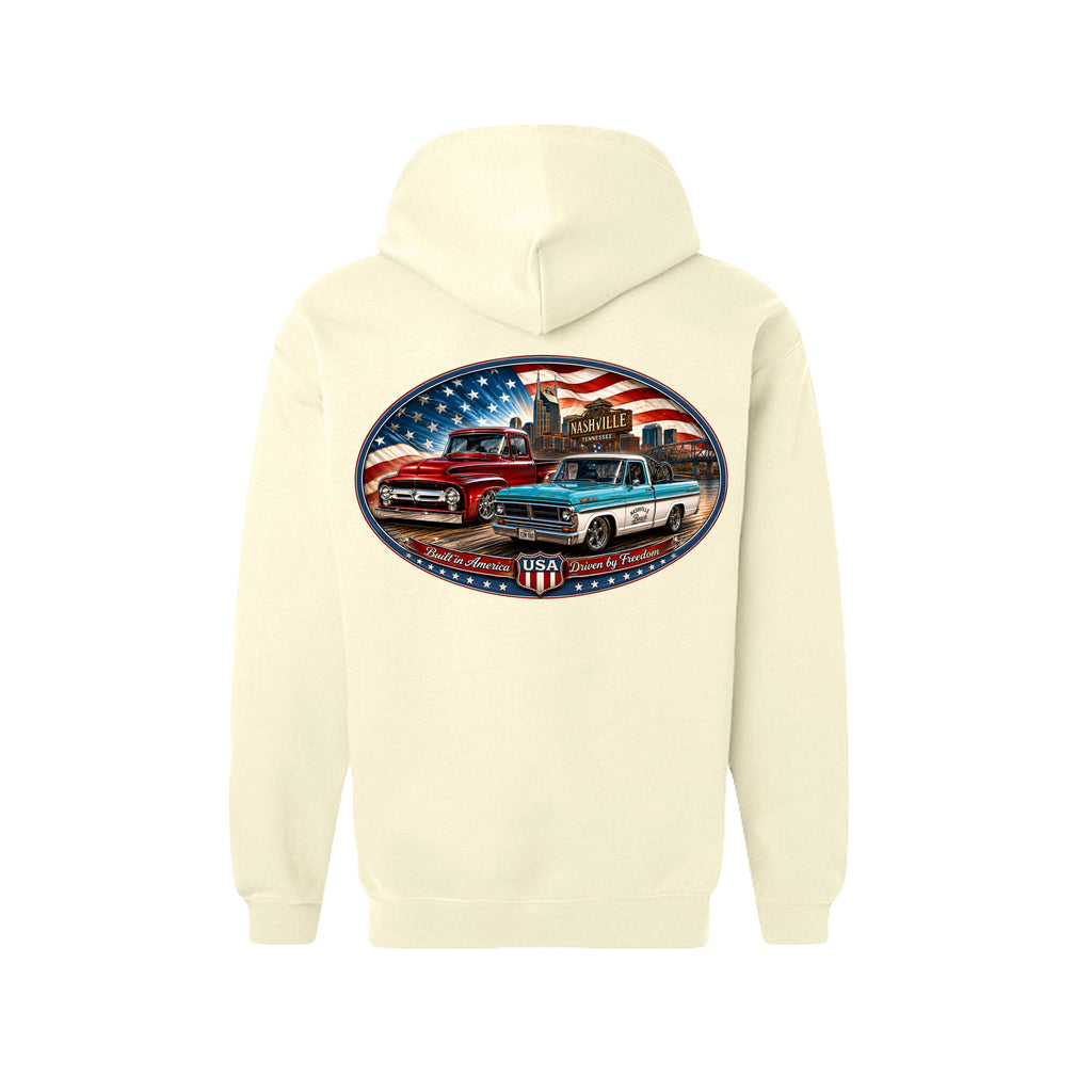 Red White and Blue Vintage Truck Hoodie