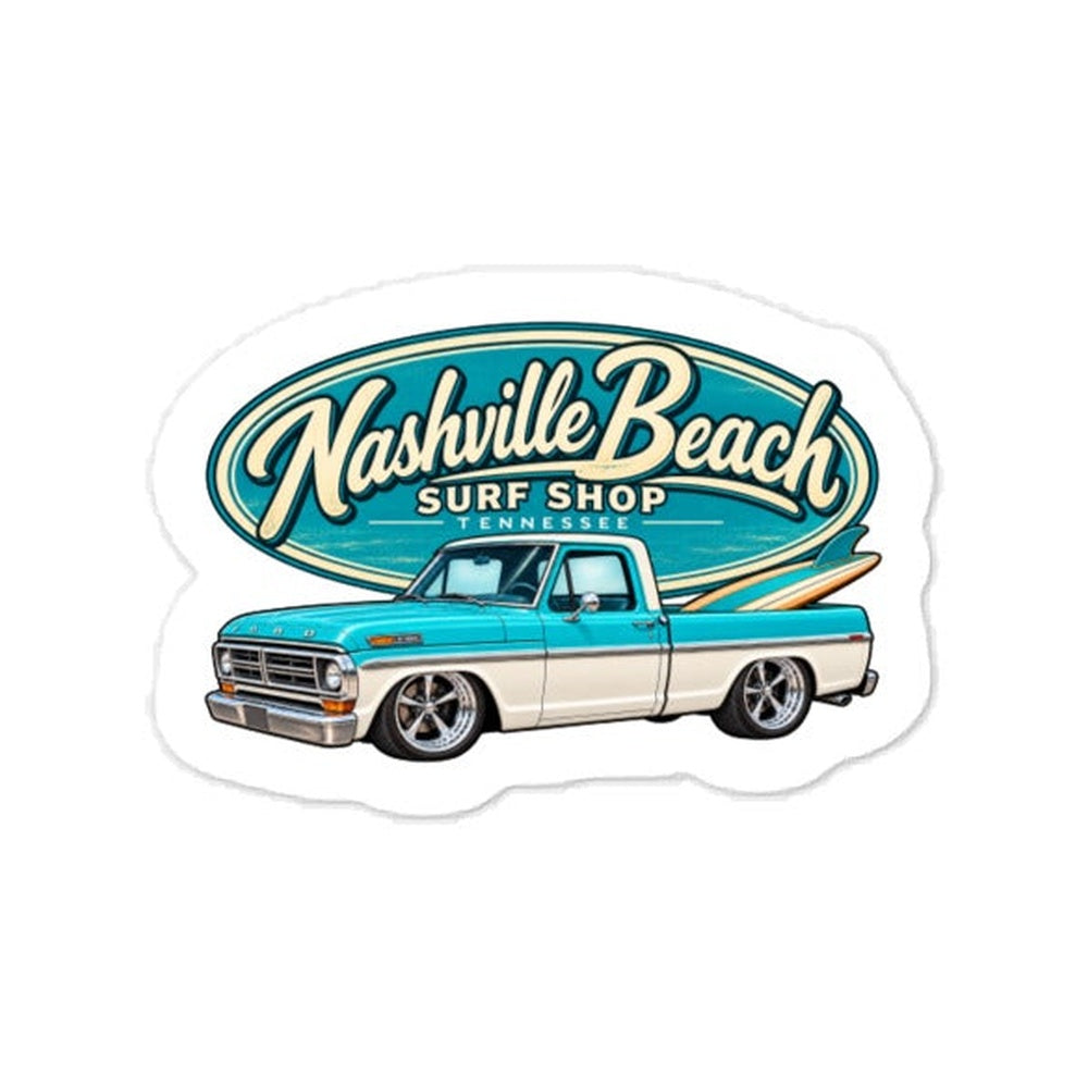 Nash Beach F100 teal vintage truck die-cut sticker design