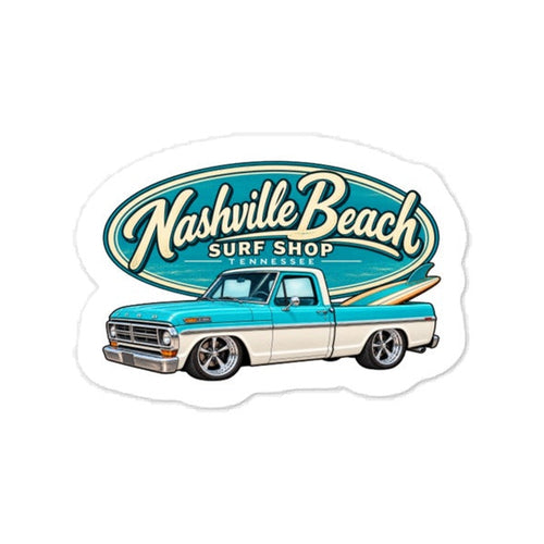 Nash Beach F100 teal vintage truck die-cut sticker design