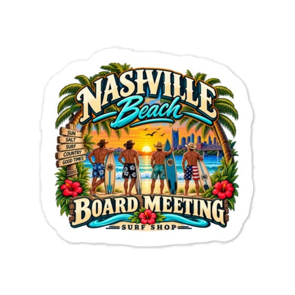 Board Meeting cowboy surfer die-cut sticker design
