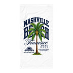 Nashville Beach Tennessee beach towel with teal sunset and Nashville skyline design