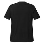 Be Still Psalm 46:10 script graphic on black men's t-shirt - back view
