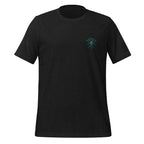 Board Meeting cowboy surfers graphic on black men's t-shirt - front view