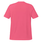 Salt and Light faith script graphic on pink men's t-shirt - back view