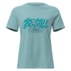Be Still Psalm 46:10 script graphic on heather women's relaxed t-shirt - front view
