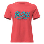 Be Still Psalm 46:10 script graphic on heather women's relaxed t-shirt - front view