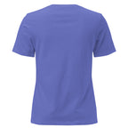 Be Still Psalm 46:10 script graphic on heather women's relaxed t-shirt - back view