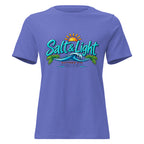 Salt and Light faith script graphic on heather women's relaxed t-shirt - front view