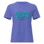 Be Still Psalm 46:10 script graphic on heather women's relaxed t-shirt - front view