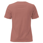 Salt and Light faith script graphic on mauve women's relaxed t-shirt - back view